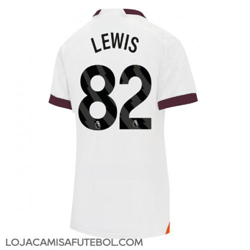 Camisa de Futebol Manchester City Rico Lewis #82 Equipamento Secundário Mulheres 2023-24 Manga Curta